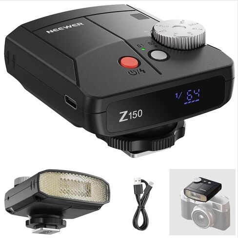 NEEWER Mini Camera Flash Light, 20Ws GN15 Speedlite with 640 Full Power Flashes/3.1s Recycle/6000±200K, Manual 1/64-1/1 Power & S1/S2 Mode, 1200mAh, Compatible with Sony ZV1 Canon Nikon Fujifilm, Z150 in Kuwait