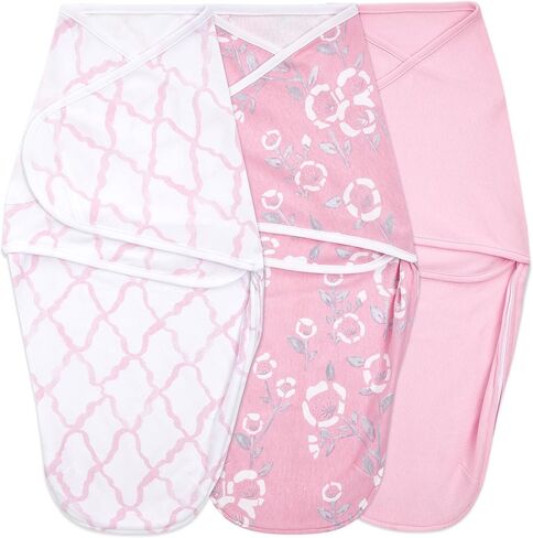 aden + anais Essentials Easy Swaddle Wrap Quick Change with Bottom Zipper, Snug Cotton Knit Baby Wrap Swaddle Blanket for Newborns, TOG 1.0, 3-Pack, Fairy Tale Flowers, 0-3 Months, Small/Medium in Kuwait