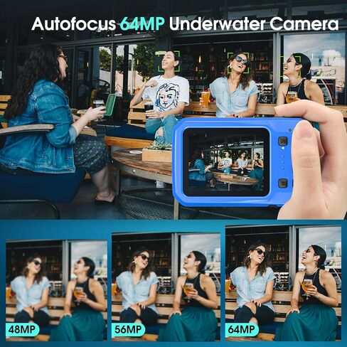 4K Underwater Camera, 64MP 16FT Waterproof Digital Camera with 16GB Card | Autofocus Floatable Waterproof Camera with IPS HD Screen, 16X Digital Zoom, Fill Light in Kuwait