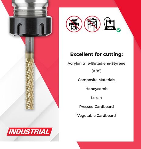 Amana Tool CNC Solid Carbide Honeycomb Cutting Hogger Spiral Router Bit, ZrN Coated, 46305, 3/8 Dia x 2 x 3/8 Shank x 4 Inch Long x 8-Flute in Kuwait