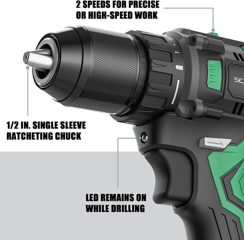 20V MAX Cordless Drill Driver, Brushless, 70 N·m, 1/2 Inch Electric Drill, 2 Speed, 2 Batteries and Charger Included in Kuwait