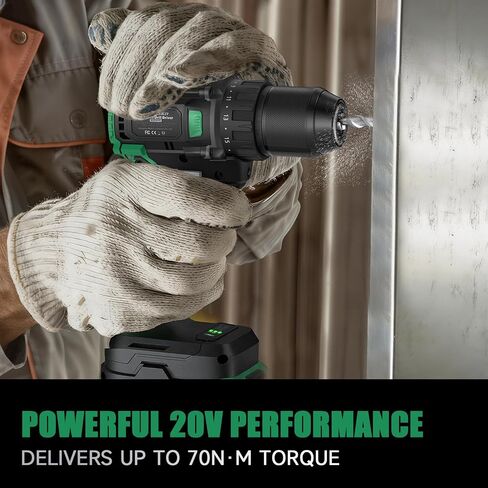 20V MAX Cordless Drill Driver, Brushless, 70 N·m, 1/2 Inch Electric Drill, 2 Speed, 2 Batteries and Charger Included in Kuwait
