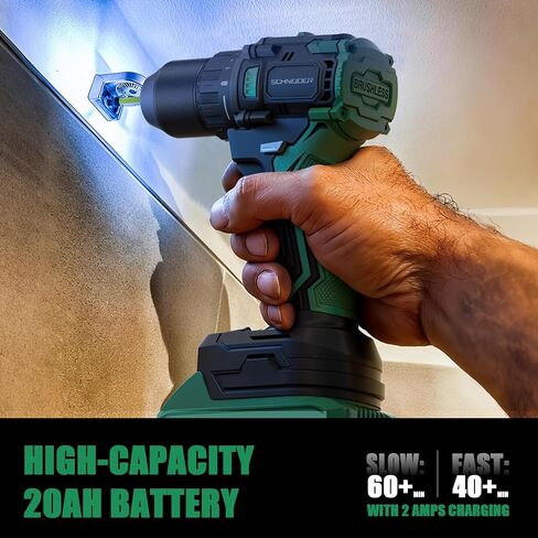 20V MAX Cordless Drill Driver, Brushless, 70 N·m, 1/2 Inch Electric Drill, 2 Speed, 2 Batteries and Charger Included in Kuwait