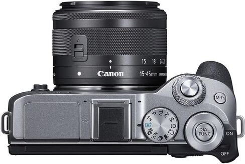 Canon EOS M6 Mark II Mirrorless Camera with 15-45mm Lens (Silver) Bundle | 32.5MP APS-C Sensor, Dual Pixel CMOS AF, 4K Video & High-Speed | for Travel & Content (3612C011) + 64GB Card + More in Kuwait