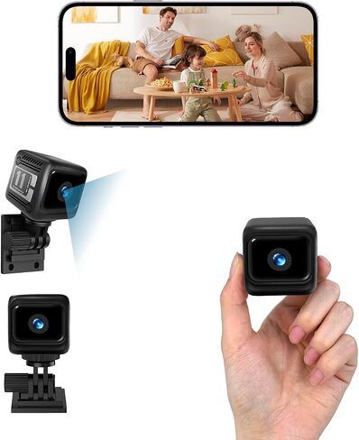 Mini Indoor Pet Monitoring Camera , Smart Motion Detection 2 Pack Black | Instant Event Playback, Offline Recording, 6-hour Battery, 1080P HD video,Portable Design for Pets,Baby Home, and Office. in Kuwait