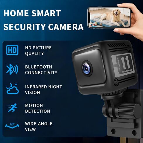 Mini Indoor Pet Monitoring Camera , Smart Motion Detection 2 Pack Black | Instant Event Playback, Offline Recording, 6-hour Battery, 1080P HD video,Portable Design for Pets,Baby Home, and Office. in Kuwait