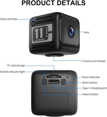 Mini Indoor Pet Monitoring Camera , Smart Motion Detection 2 Pack Black | Instant Event Playback, Offline Recording, 6-hour Battery, 1080P HD video,Portable Design for Pets,Baby Home, and Office. in Kuwait