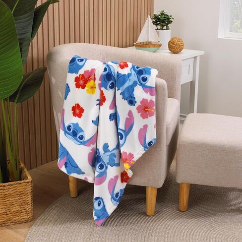 NoJo Disney S is for Stitch Super Soft Toddler Blanket, Blue, Pink, Yellow, and White in Kuwait