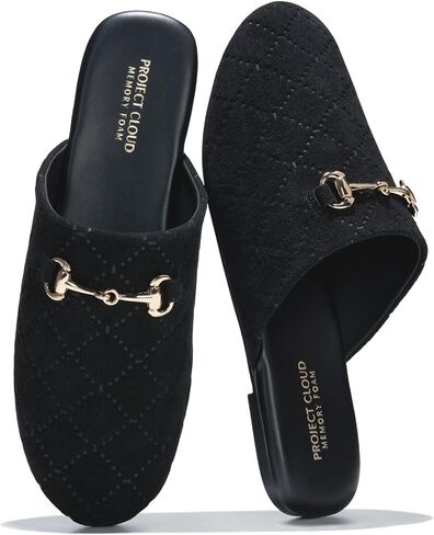 Project Cloud 100% Genuine Leather Flats for Women - Womens Mules (Cassidy) | Horse Bit Mules for Women with Memory Foam Insole & Non-Slip Womens Slides - Women's Mules & Clogs - Comfy Slides for Women in Kuwait
