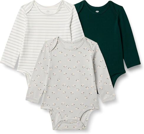 Amazon Essentials x Sofia Grainge Unisex Babies' Long Sleeve Crew Neck Bodysuit, Pack of 3 in Kuwait