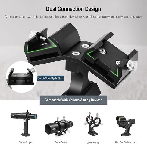 Astromania Universal Quick Release Finder Shoe Base for Schmidt Cassegrains and Other Telescope 130-400mm Diameter - Bundle with - Dual Finder Mounting Bracket in Kuwait