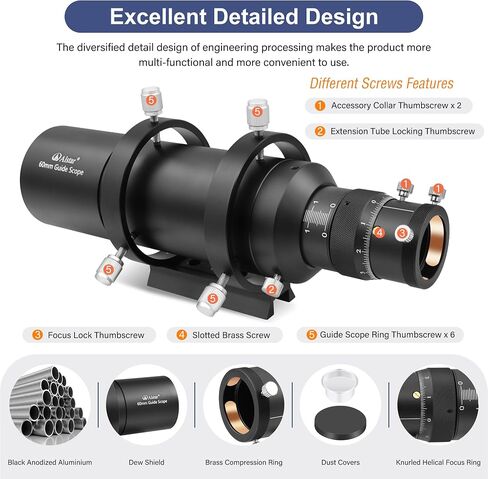 Alstar 6 PCS Premium Telescope Finderscope & Guidescope Rings Screws - Bundle with - Guide Scope 60mm Telescope Finder Scope in Kuwait