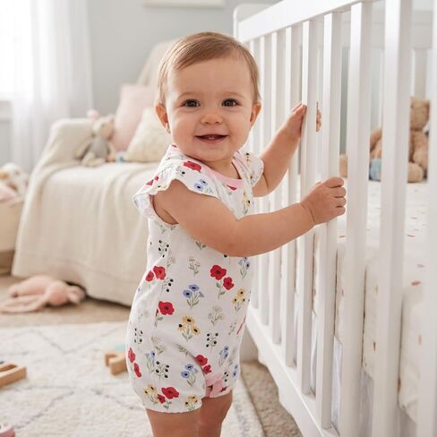 Newborn Baby Girls Clothes Infant Girl Romper Outfit 3-6 Months | Short Sleeve Baby Boy Summer Clothes Set,Newborn Boy Outfit,Soft,Breathable,Snap,Summer,Easter,Toddler Rompers,3 Pack in Kuwait