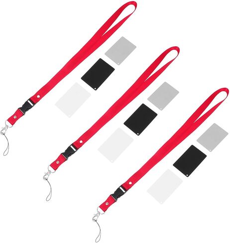 9 Pieces Exposure Color Balance Reference with Neck Strap for DSLR Camera, Professionally Calibrated Plastic Grey Reference for Accurate White Balance and Color Correction in Kuwait