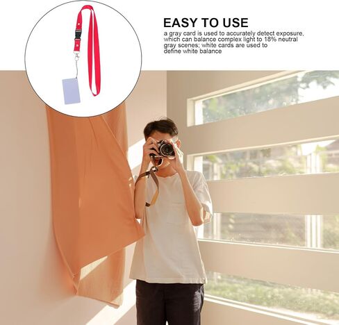 9 Pieces Exposure Color Balance Reference with Neck Strap for DSLR Camera, Professionally Calibrated Plastic Grey Reference for Accurate White Balance and Color Correction in Kuwait