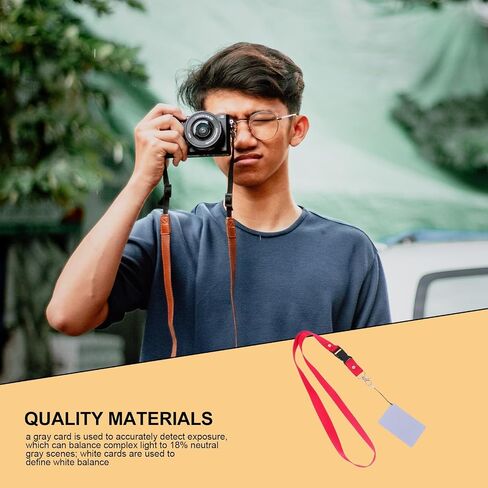 9 Pieces Exposure Color Balance Reference with Neck Strap for DSLR Camera, Professionally Calibrated Plastic Grey Reference for Accurate White Balance and Color Correction in Kuwait