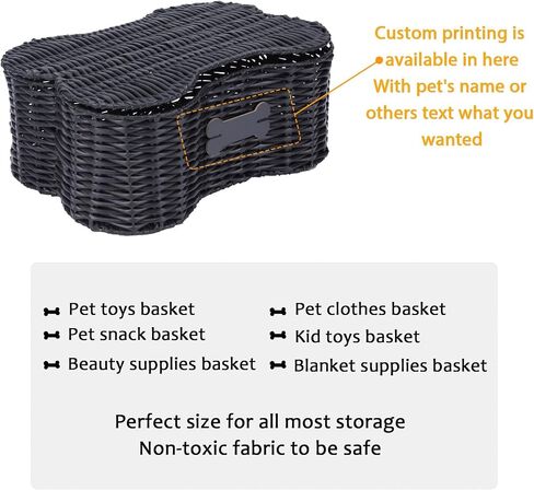 Morezi Dog toy basket bin box with lid bone shape designed personalized great for organizing chew toys leashes clothing in living room area for pet dogs cats breeds in Kuwait