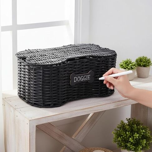 Morezi Dog toy basket bin box with lid bone shape designed personalized great for organizing chew toys leashes clothing in living room area for pet dogs cats breeds in Kuwait