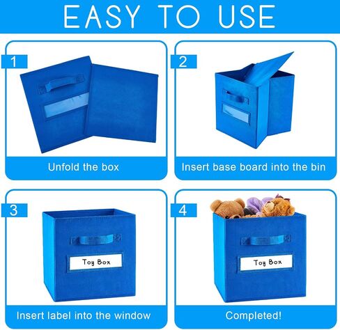 FillTouch 18pcs 11 Inch Fabric Storage Cubes Sturdy Colorful Cube Storage Bins with Label Window Handle Foldable Baskets for Kids Organizing Clothes, Toys, Books(School Color) in Kuwait