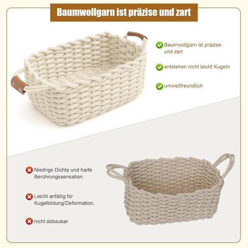Cotton Rope Storage Basket with Leather Handles | Woven Nursery Organizer Bin for Diapers, Wipes and Baby Essentials, Foldable in Kuwait
