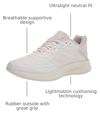 adidas Women's Duramo 10 Running Shoe, White/Zero Metallic/Grey, 8.5 in Kuwait