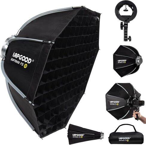 FS90 35in/90cm Octagon Softbox with Grid, S-Type Bracket, Bag | Quick Release Bowens Mount Soft Box, Honeycomb grid for light control, for Godox, SMALLRIG, Neewer & Aputure in Kuwait