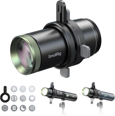 SmallRig SP Air Spotlight, 36° Optical Projection Lens, 4X Brightness, Built-in Framing Shutters, a GOBO Holder & 10 Metal Gobos, Snoot Photography Attachment Only for RF 10C/20C Flashlight - 6376 in Kuwait