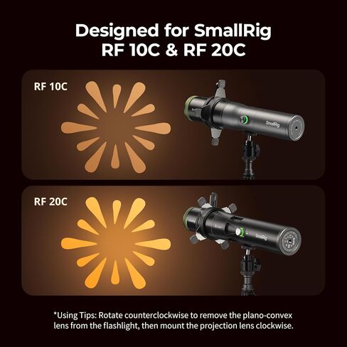 SmallRig SP Air Spotlight, 36° Optical Projection Lens, 4X Brightness, Built-in Framing Shutters, a GOBO Holder & 10 Metal Gobos, Snoot Photography Attachment Only for RF 10C/20C Flashlight - 6376 in Kuwait