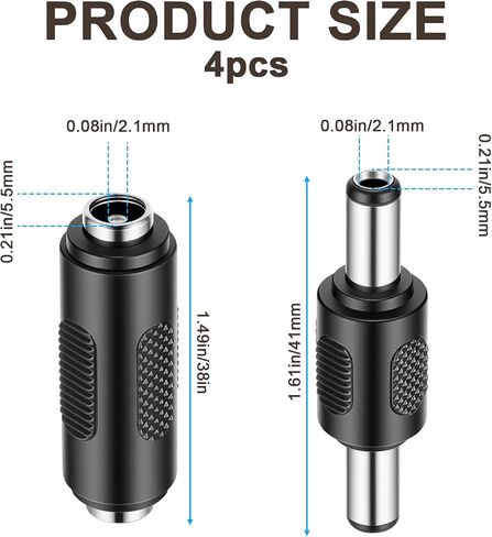 2 Pairs 12V DC Power Connector Adapter, Male to Male Power Plug Jack, Female to Female DC Power-Connector Adapter, Jack Connector Adapters for LED Strip, Cable Wire Ends Plug Barrel in Kuwait