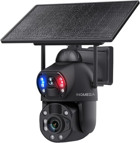 Wireless Security Camera Outdoor, 10W Solar Powered 6MP Dual Lens 36X Optical Zoom 2.4GHz WiFi PTZ Surveillance Camera, Two-Way Audio for Home Yard Farm Warehouse Outdoor Monitoring in Kuwait