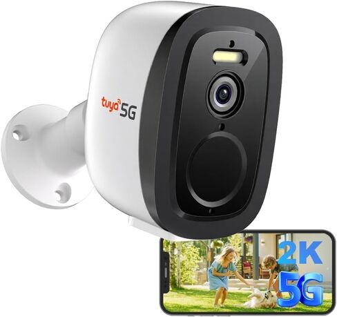 2.4G/5G Security Cameras Wireless Outdoor, 2K Battery Powered Camera | Cameras for Home Security, AI Motion Detection&Siren Alarm, Two-Way Audio, Waterproof, Color Night Vision, Works w/Alexa in Kuwait