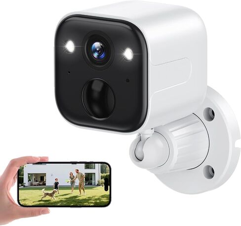 Wireless Outdoor Security Camera, Battery Powered WiFi Camera with 2K Color Night Vision, AI Motion Detection, 2-Way Audio, Spotlight, Siren, IP65 Waterproof, Cloud/SD Storage in Kuwait