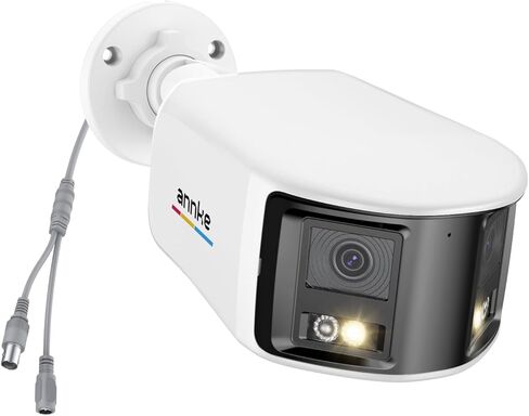 ANNKE 5MP Dual-Lens Security Cameras Outdoor, Wired Add-On Bullet Camera | 180°Wide Angle, One-Way Audio, 130dB, 3D WDR, IP67, Compatible with TVI Analog CCTV DVR Systems(DVR Required, Not Included) in Kuwait