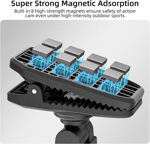 Magnetic Backpack Clip Mount for DJI Osmo Nano/Action 6-360° Rotation, Quick Release, 8 High-Strength Magnets Anti-Fall Design, One-Hand Operation for Vlogging, Hiking, Travel and Outdoor Shooting in Kuwait