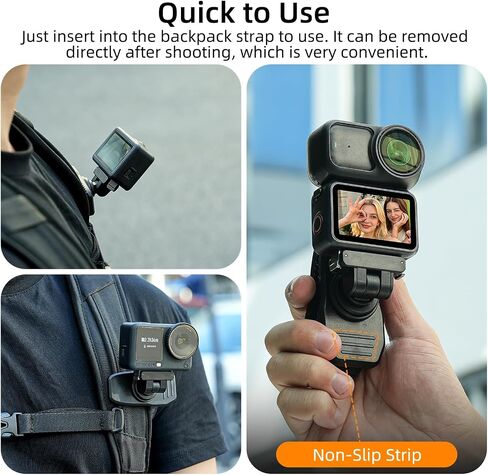 Magnetic Backpack Clip Mount for DJI Osmo Nano/Action 6-360° Rotation, Quick Release, 8 High-Strength Magnets Anti-Fall Design, One-Hand Operation for Vlogging, Hiking, Travel and Outdoor Shooting in Kuwait