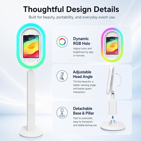 Portable Selfie Photo Booth Compatible with 10.9-13" iPad for All Parties | Full aluminum construction， Prompt After-Sales， Angle Adjustable in Kuwait
