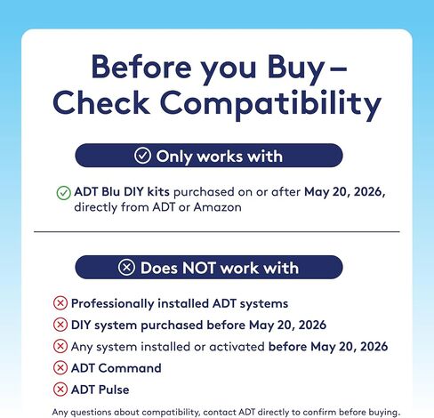 ADT Blu Indoor Camera, 2K Home Security Camera with Smart Detection, Two-Way Audio, Night Vision, Physical Privacy Cover - Compatible with ADT Blu Systems, Subscription Required in Kuwait