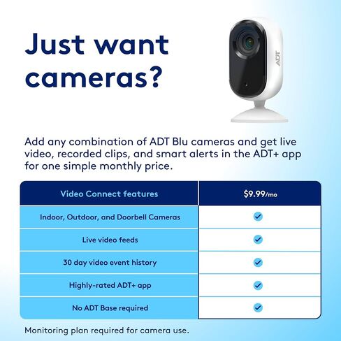 ADT Blu Indoor Camera, 2K Home Security Camera with Smart Detection, Two-Way Audio, Night Vision, Physical Privacy Cover - Compatible with ADT Blu Systems, Subscription Required in Kuwait