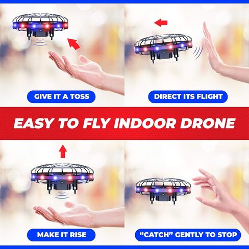 Force1 Scoot LED Hand Operated Drone for Kids or Adults - Hands Free Motion Sensor Mini Drones, Easy Indoor Flying Orb Ball Small UFO Toy for Boys and Girls (Red/Blue) in Saudi Arabia