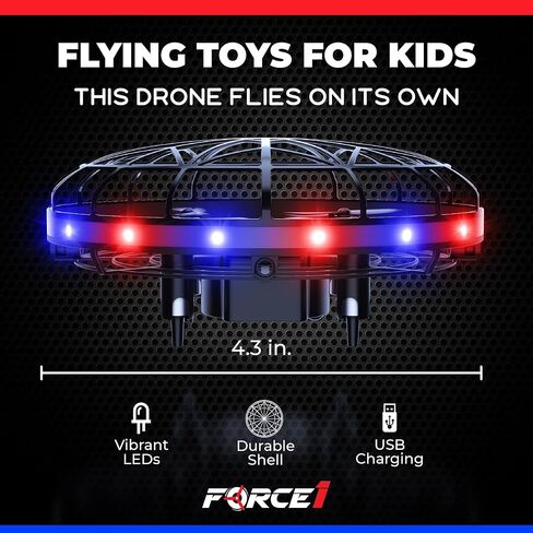 Force1 Scoot LED Hand Operated Drone for Kids or Adults - Hands Free Motion Sensor Mini Drones, Easy Indoor Flying Orb Ball Small UFO Toy for Boys and Girls (Red/Blue) in Saudi Arabia