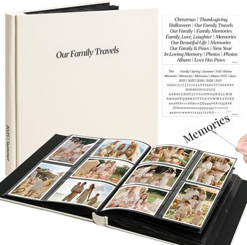 Vienrose Wedding Photo Album 4x6 200 Pockets Photo Window Beige | Cloth Cover, Wedding Crystal Stickers, Tweezers, Acid Free Pages in Kuwait