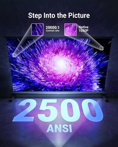 Smart 4K Projector [Bundled with Google TV Stick] with WiFi and Bluetooth, 3000ANSI, Auto Lens Cap, Portable Outdoor Movie Projector with Built-in Apps Auto Focus for Ceiling/Home Theater/Bedroom in Kuwait