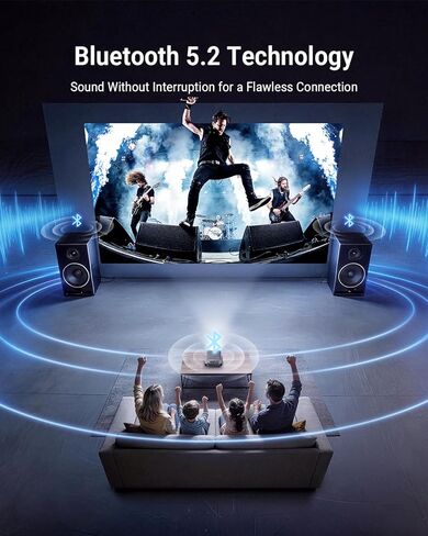 Smart 4K Projector [Bundled with Google TV Stick] with WiFi and Bluetooth, 3000ANSI, Auto Lens Cap, Portable Outdoor Movie Projector with Built-in Apps Auto Focus for Ceiling/Home Theater/Bedroom in Kuwait