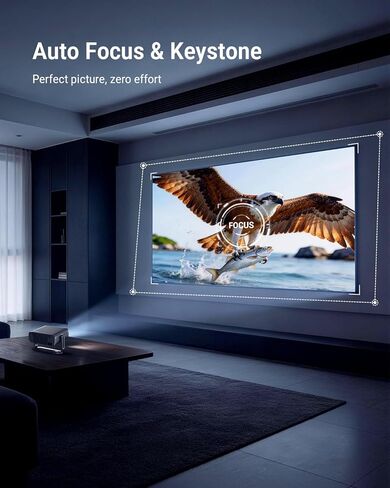 Smart 4K Projector [Bundled with Google TV Stick] with WiFi and Bluetooth, 3000ANSI, Auto Lens Cap, Portable Outdoor Movie Projector with Built-in Apps Auto Focus for Ceiling/Home Theater/Bedroom in Kuwait