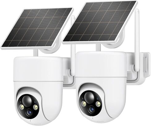 Oculview 2K Solar Security Cameras Wireless Outdoor, 4PCS Outdoor Camera Wireless with 360° View, Cameras for Home Security with Color Night Vision, Only Support 2.4GHz Wi-Fi, 4 Pack, White in Kuwait