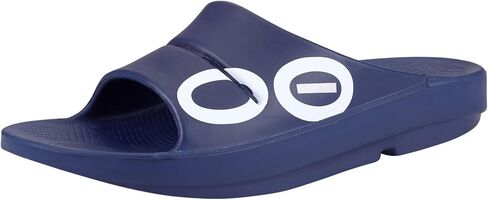 OOFOS Unisex OOahh Sport Slide Sandal, Navy White, 5 Women/3 Men in Kuwait