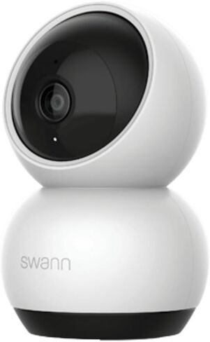 Swann EVO 2K Pan-Tilt Indoor Wi-Fi Security Camera: 2K HD video, plug-in, auto tracking, sound/motion/pet/person detection, live view, night vision, 2-way talk/siren, baby monitor, local/cloud storage | Auto tracking with 355° pan and 65° tilt, 32 ft nigh in Kuwait