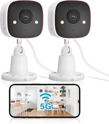 Jennov 2K WiFi Security Camera Indoor/Outdoor, Plug-in Home Surveillance Cam with Color Night Vision, Human Motion Detection, 2-Way Audio, IP66 Waterproof, Baby & Pet Monitor, 5G/2.4G in Kuwait