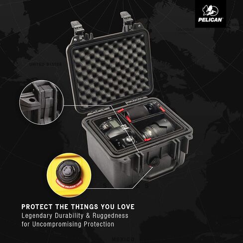 Pelican 1300 Case | Watertight copolymer shell with foam and purge valve for cameras, electronics and lenses in Kuwait
