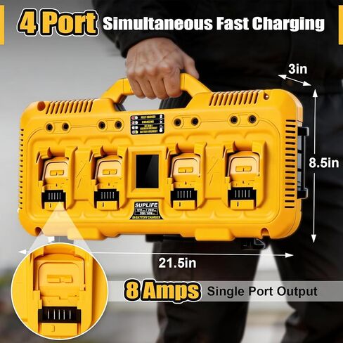8A 4 Port Fast Battery Charging Station DCB104, Compatible with Dewalt 12v Max, 20v Max and 20v/60v Max Batteries, 8A Output Per Port, Compatible with TOUGHSYSTEM Products, Real-Time Power Display in Kuwait
